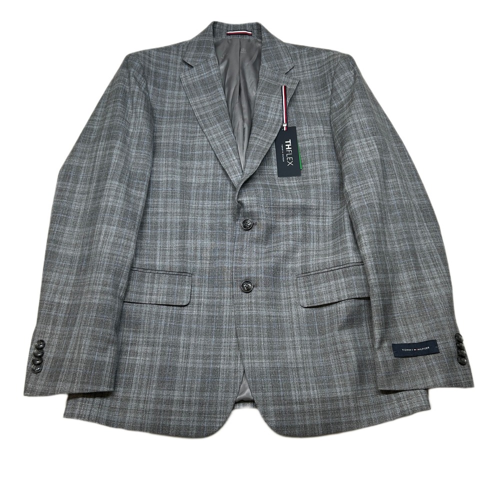 Tommy Hilfiger Conrad Sport Coat Mens 38R 38 Gray‎ Plaid Regular Fit NEW